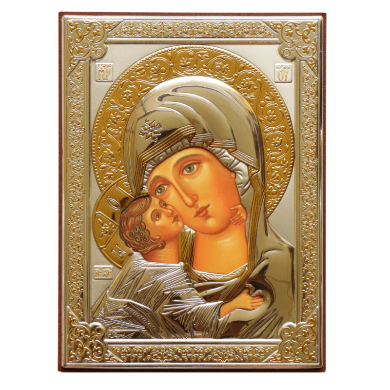 Сребърна Икона - Богородица с младенец