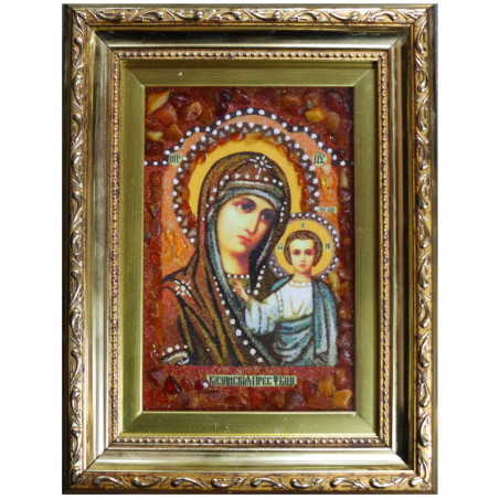 
     Икона с кехлибар - Богородица с младенец