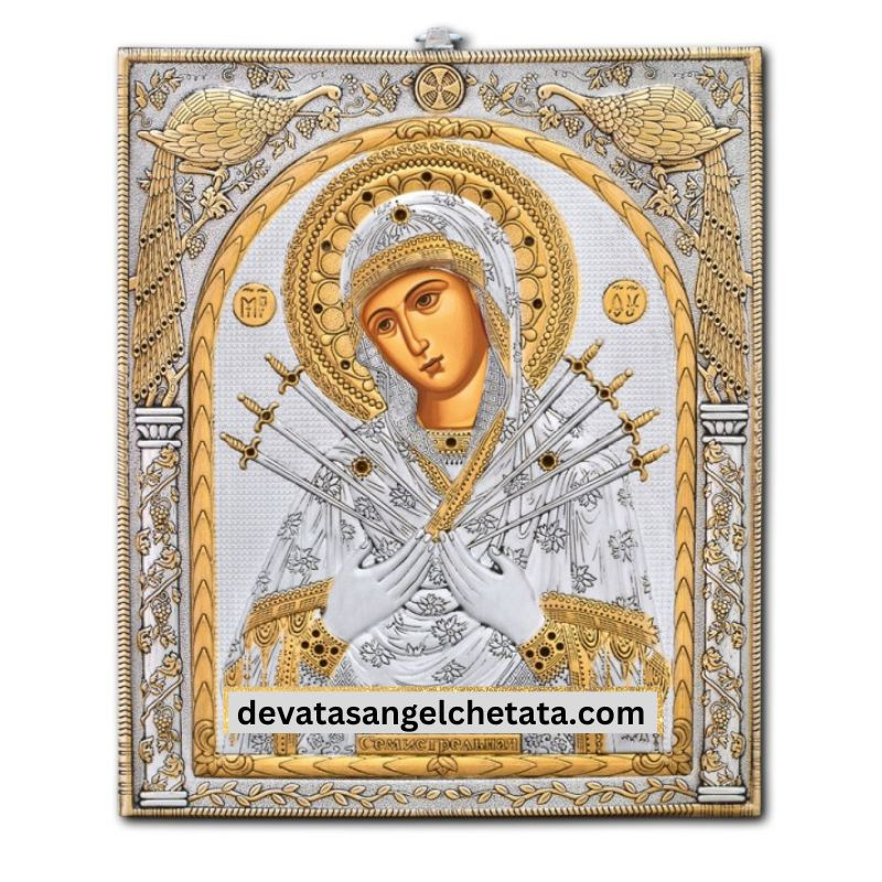 Метална икона - Божията Майка Седмострелна 21x25 cm