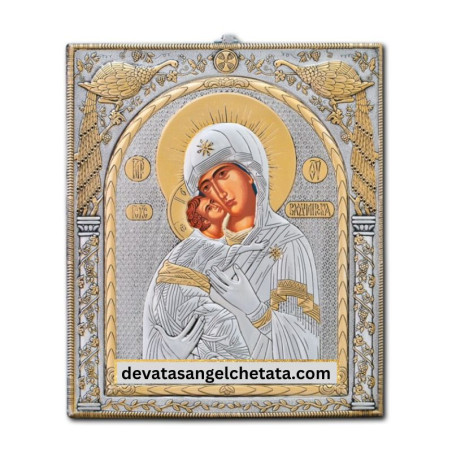 
     Метална икона - Владимирска Богородица 21х25 см
