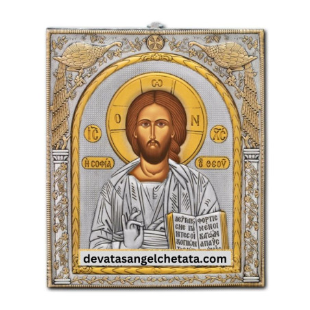
     Метална икона - Исус Пантократор 21х25 см