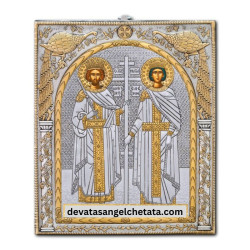 Метална икона - Свети императори Константин и Елена 21x25 cm