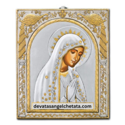 Метална икона - Дева Мария от Фатима 21x25 cm