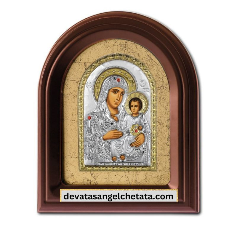 Посребрена икона - Света Богородица Йерусалимска 35x43 cm
