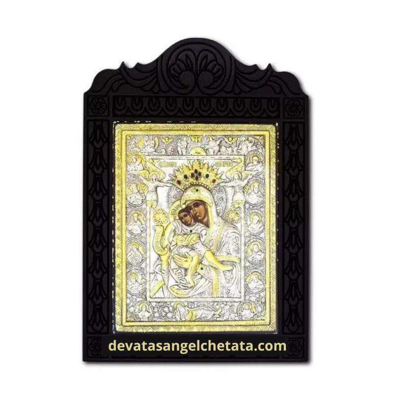 Посребрена  икона - Богородица Аксионитска 33x50 cm