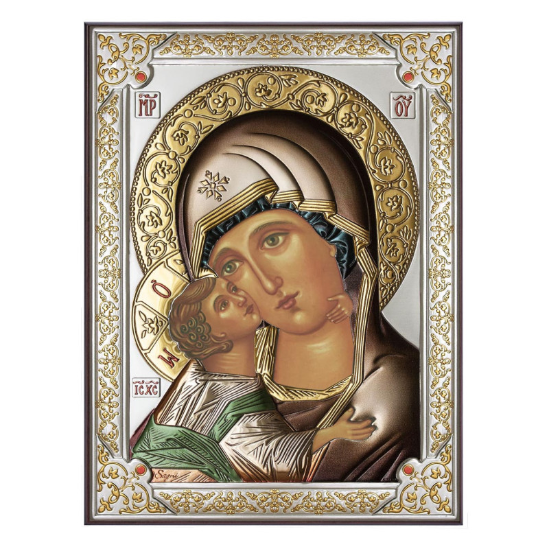 Сребърна Икона - Богородица с младенеца